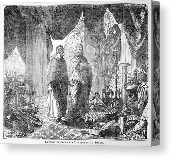 Trading Canvas Print featuring the photograph Croesus, King Of Lydia & His Treasures by Bettmann