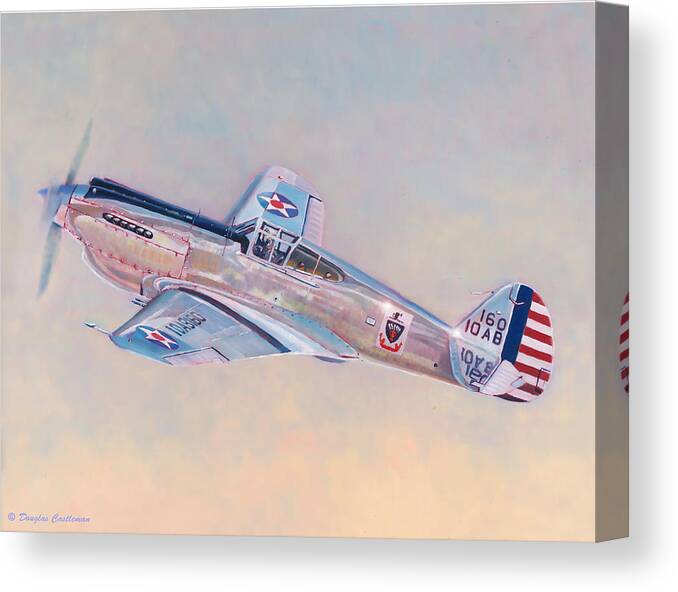 Aviation Canvas Print featuring the painting Curtiss P-40C Warhawk by Douglas Castleman