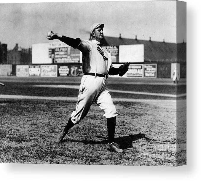 People Canvas Print featuring the photograph Cy Young Boston Wind Up by Transcendental Graphics