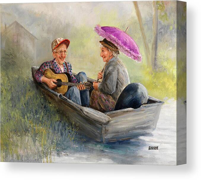 Elderly Couple Canvas Print featuring the painting Dd_055 by Dianne Dengel