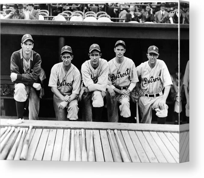People Canvas Print featuring the photograph Detroit Tigers 1935 Pitching Staff And by Fpg