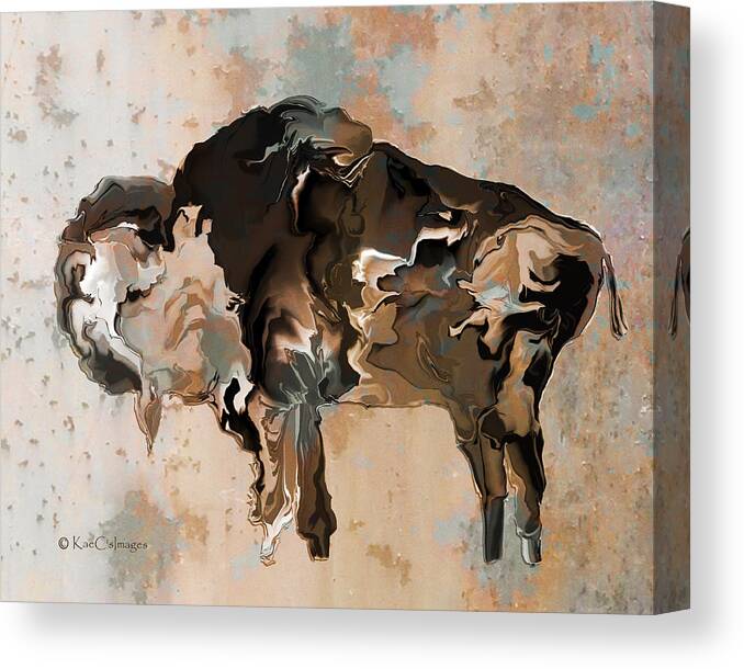 Bison Canvas Print featuring the digital art Montana Bison 6D by Kae Cheatham