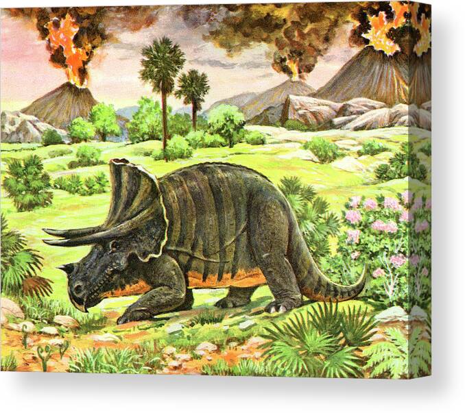 Animal Canvas Print featuring the drawing Dinosaur in the Jungle by CSA Images
