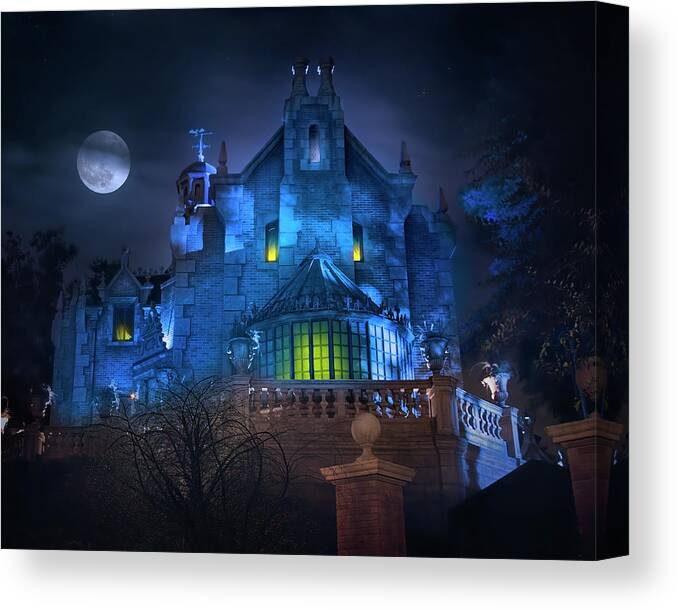 Magic Kingdom Canvas Print featuring the photograph Disney World's Haunted Mansion by Mark Andrew Thomas