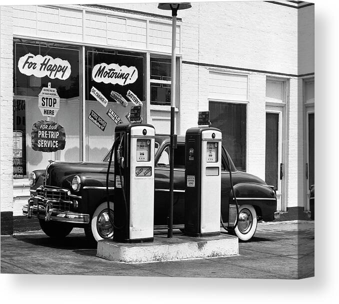 1950-1959 Canvas Print featuring the photograph Dodge In Service Station by George Marks