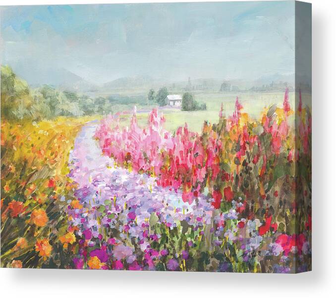 Blue Canvas Print featuring the painting Drift Garden by Danhui Nai