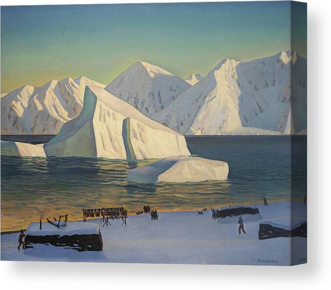 Icebergs Canvas Print featuring the painting Early November North Greenland by Rockwell Kent