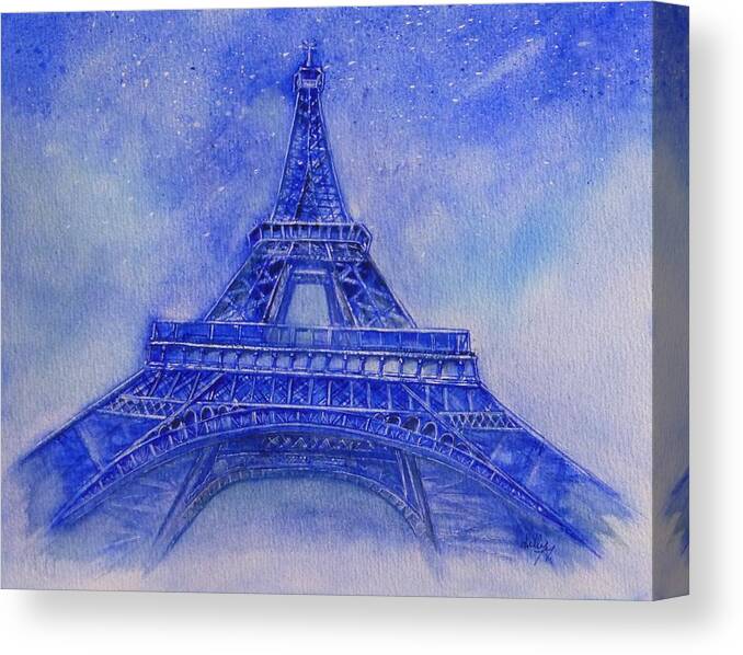 Eiffel Tower Canvas Print featuring the painting Eiffel Tower Nights by Kelly Mills