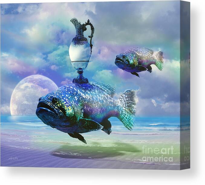 Fish Canvas Print featuring the digital art Elixir of eternal life by Alexa Szlavics