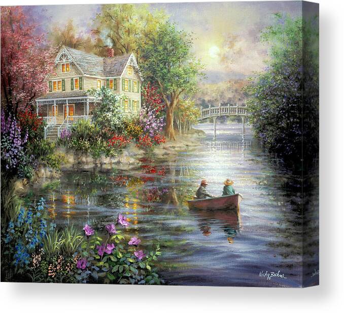Evening Reflections Canvas Print featuring the painting Evening Reflections by Nicky Boehme