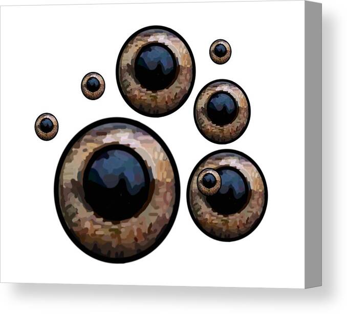 Modern Abstract Canvas Print featuring the digital art Eyes Have It White by Joan Stratton