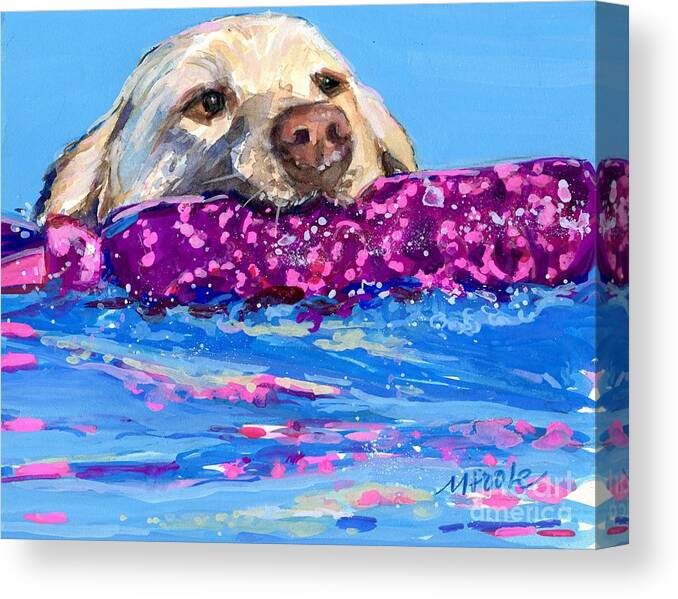 Yellow Lab Canvas Print featuring the painting Fancy Fetching by Molly Poole