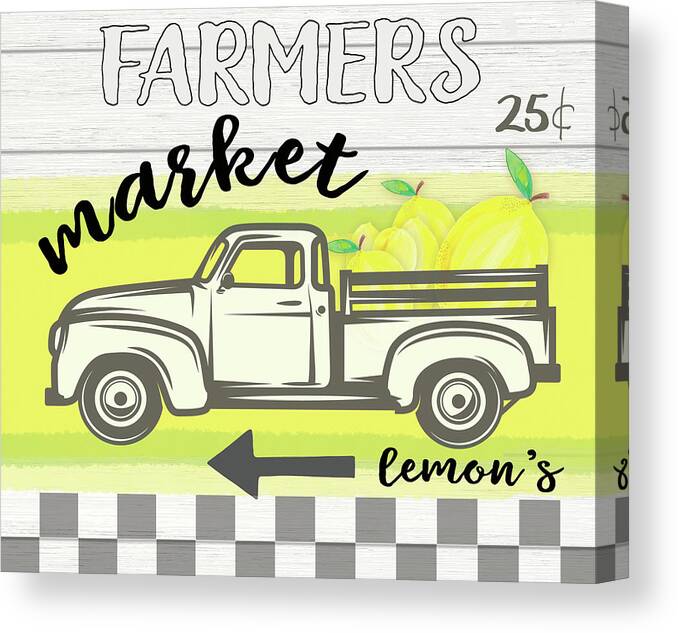 Farm House Lemon Vintage Sign 2 Canvas Print featuring the mixed media Farm House Lemon Vintage Sign 2 by Lightboxjournal