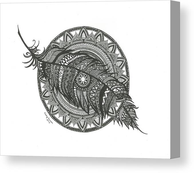 Feather Mandala Canvas Print featuring the digital art Feather Mandala by Nicky Kumar