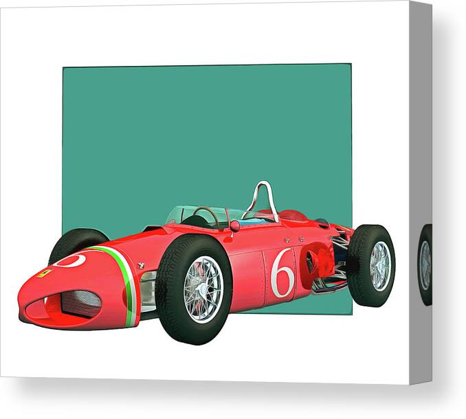 20th Canvas Print featuring the digital art Ferrari 156 Shark Nose 1961 by Jan Keteleer