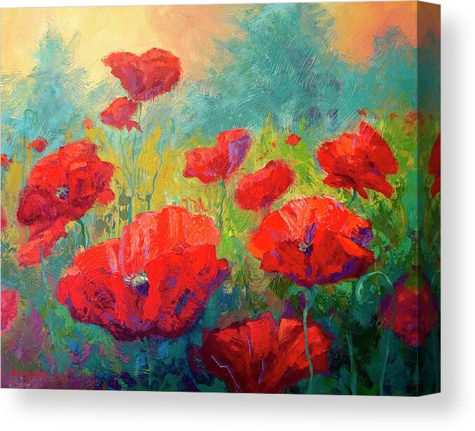 Field Of Poppies Canvas Print featuring the painting Field Of Poppies by Marion Rose