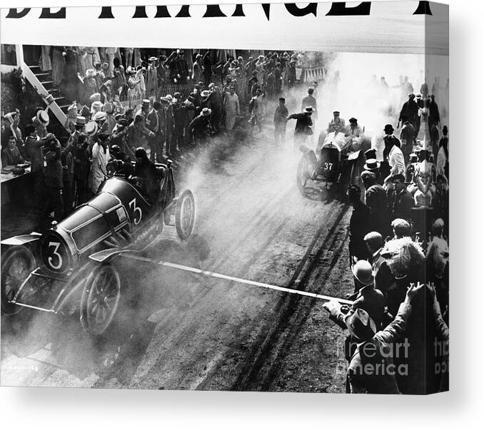 Streets Canvas Print featuring the photograph Finish Line At Auto Race by Everett Collection