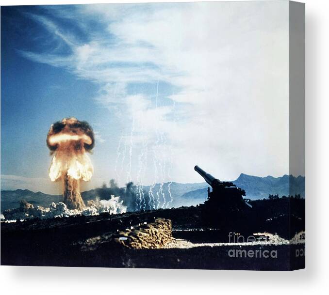 1900s Canvas Print featuring the photograph First Atomic Artillery Gun by Us National Archives And Records Administration/science Photo Library