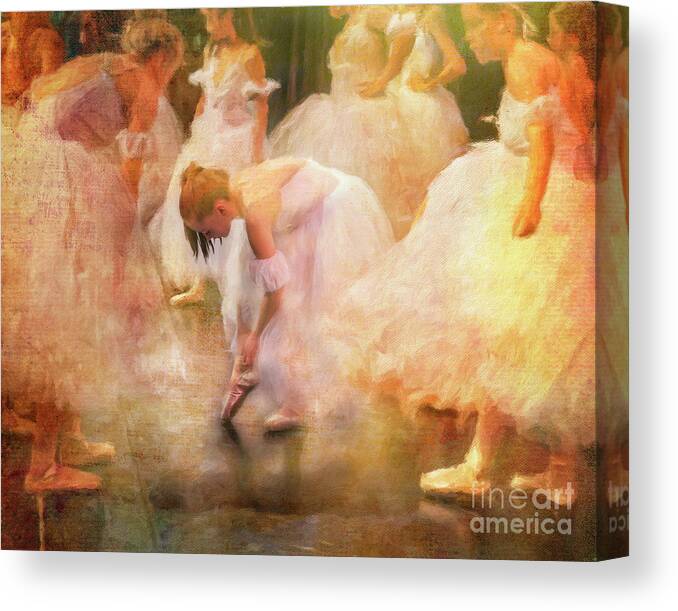 Ballerina Canvas Print featuring the photograph Fixing the Ballet Shoe by Craig J Satterlee