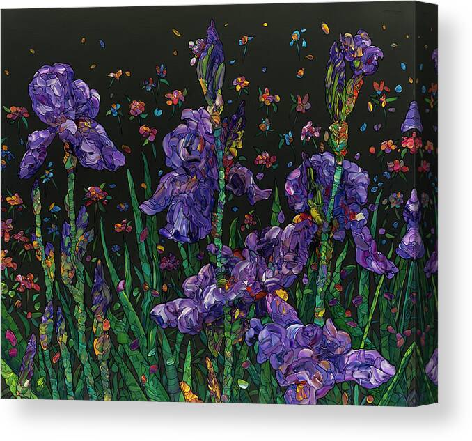Flowers Canvas Print featuring the painting Floral Interpretation - Irises by James W Johnson