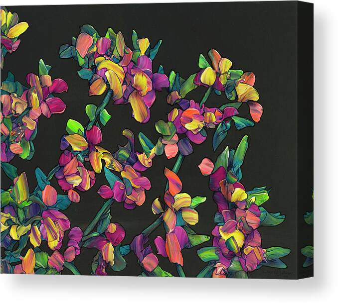 Flowers Canvas Print featuring the painting Floral Interpretation - Lantana Study by James W Johnson