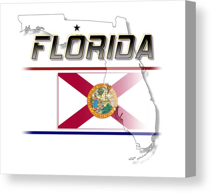 Florida Canvas Print featuring the digital art Florida State Horizontal Print by Rick Bartrand