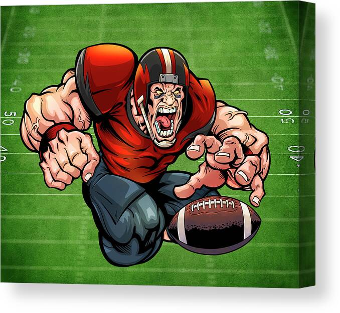 Football Mascot 01 Canvas Print featuring the digital art Football Mascot 01 by Flyland Designs