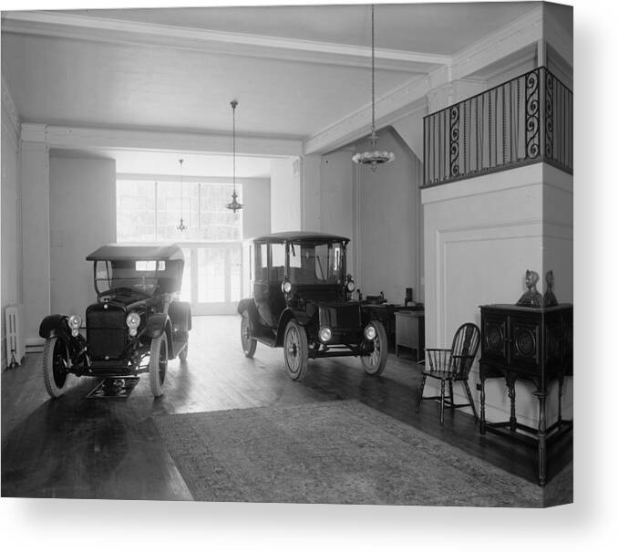 Rug Canvas Print featuring the painting Ford Automobile Showroom by 