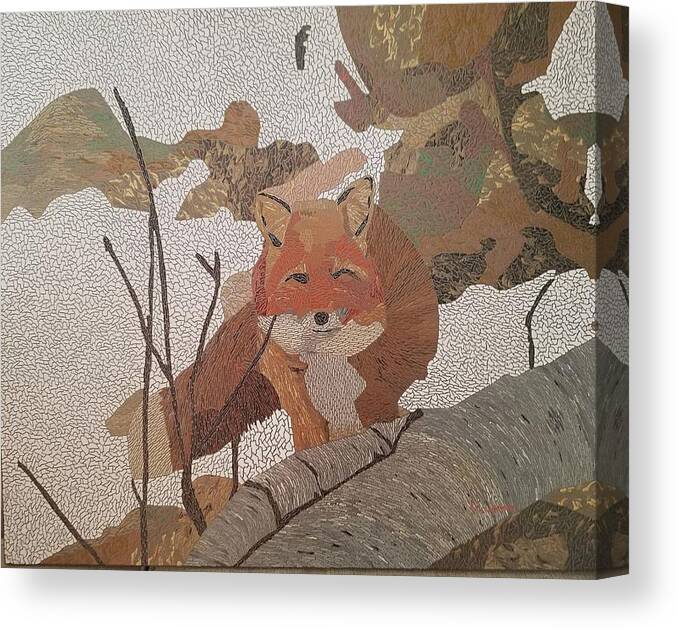 Fox Canvas Print featuring the painting Fox Hunting in Snow by DLWhitson