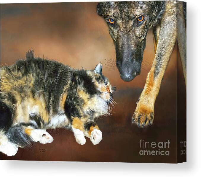 Pets Canvas Print featuring the mixed media Friends by DB Hayes
