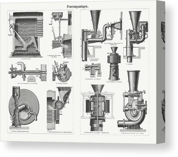 Bellows Canvas Print featuring the digital art Furnace Firing Devices, Germany, Wood by Zu 09
