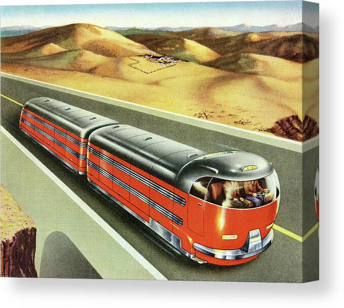 Bus Canvas Print featuring the drawing Futuristic Train Truck by CSA Images