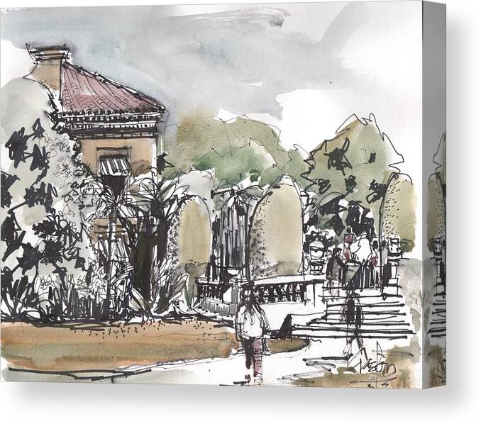  Canvas Print featuring the painting Gardens in Pasadena by Gaston McKenzie