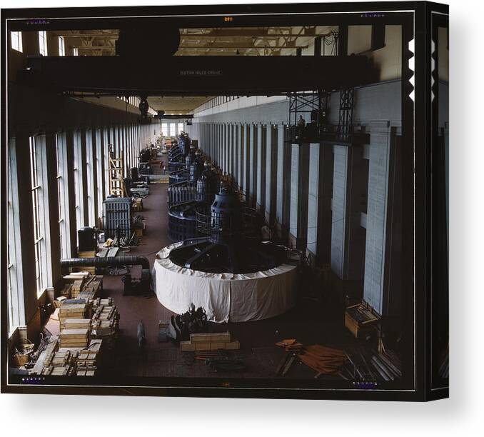 Tva Canvas Print featuring the painting Generator room at Wilson Dam by Palmer, Alfred T