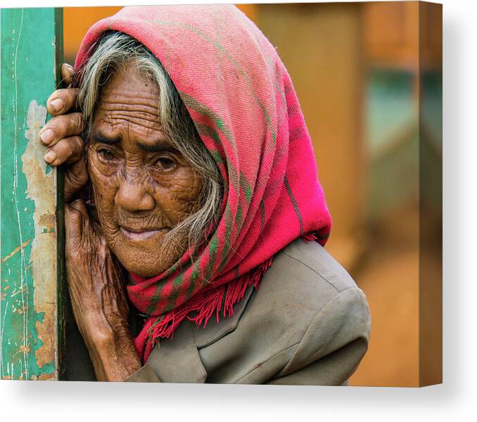 Woman Canvas Print featuring the photograph geography of a life of a Hill Tribe woman in Vietnam by Ann Moore