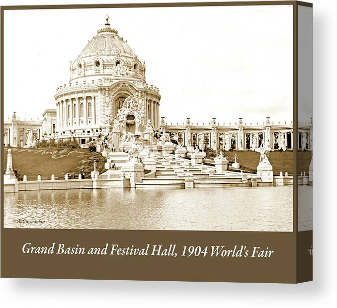 Grand Basin Canvas Print featuring the photograph Grand Basin and Festival Hall, 1904 World's Fair by A Macarthur Gurmankin