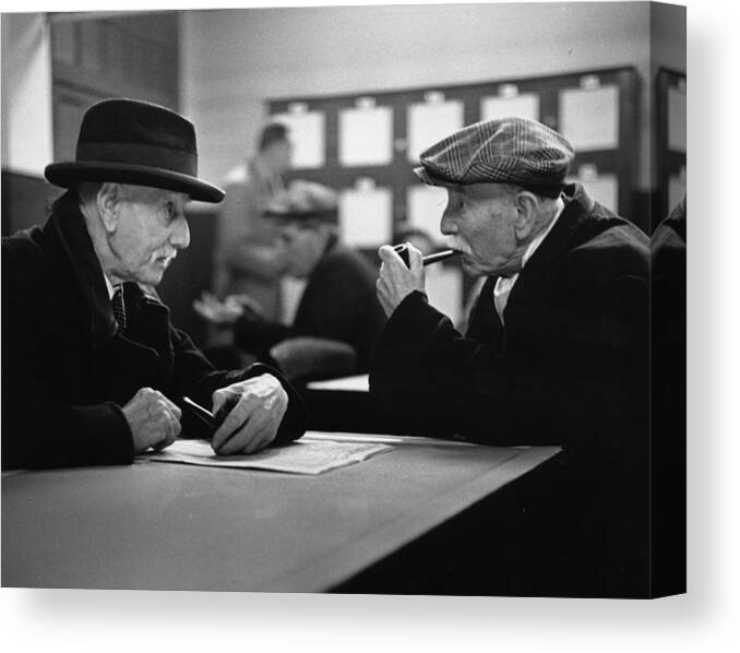 Voice Canvas Print featuring the photograph Grandfathers by Bert Hardy