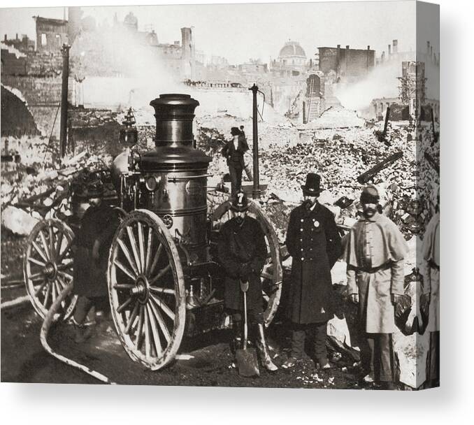 Rubble Canvas Print featuring the photograph Great Boston Fire by Fpg