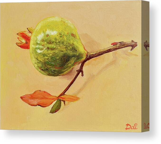Fruit Canvas Print featuring the painting Green Pomegranate by Dai Wynn