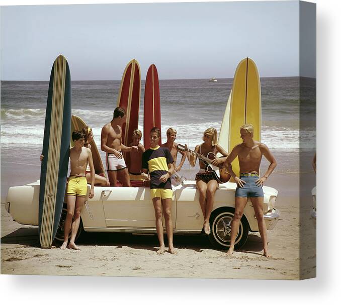 California Canvas Print featuring the photograph Guys And Gals On The Beach by Tom Kelley Archive