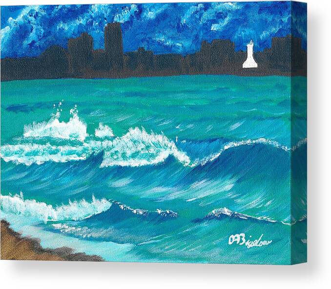 Wave Canvas Print featuring the painting Hamilton Beach by David Bigelow