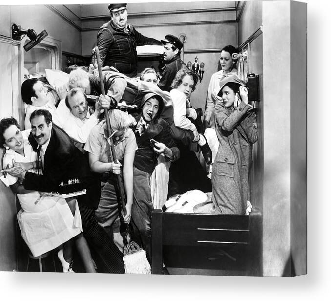 Chico Marx Canvas Print featuring the photograph HARPO MARX , THE MARX BROTHERS , CHICO MARX and GROUCHO MARX in A NIGHT AT THE OPERA -1935-. by Album