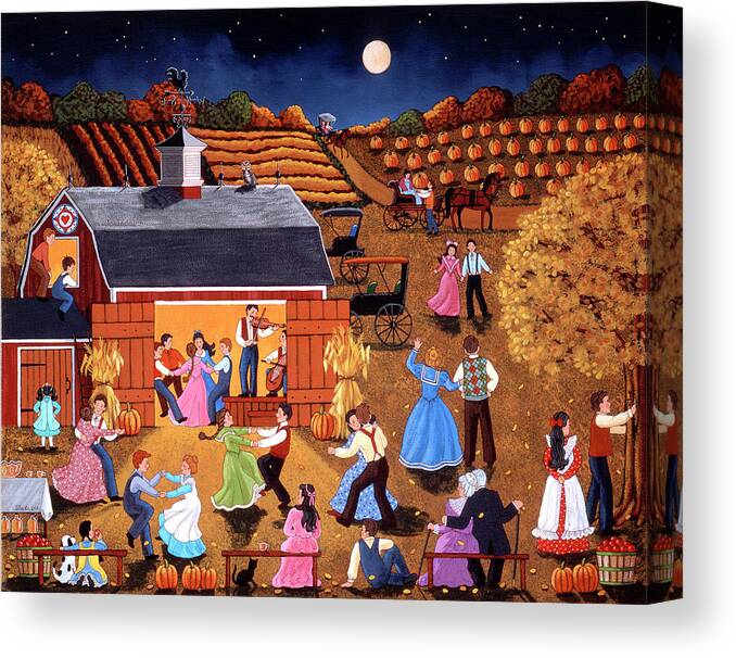 Dancing Canvas Print featuring the painting Harvest Moon Dance by Sheila Lee
