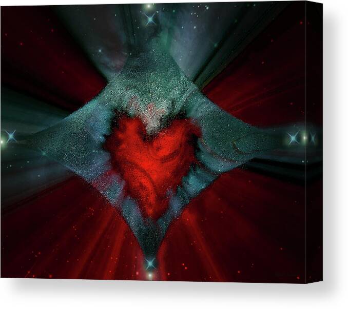 Heart And Stars Canvas Print featuring the digital art Heart And Stars by Linda Sannuti