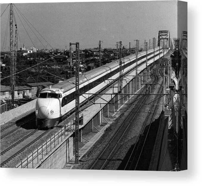 Train Canvas Print featuring the photograph Hikari Train by Three Lions
