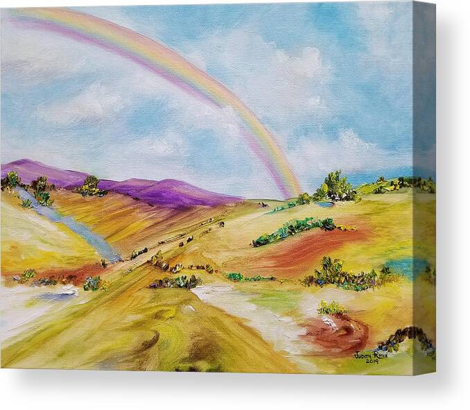 Rainbow Canvas Print featuring the painting His Everlasting Love by Judith Rhue
