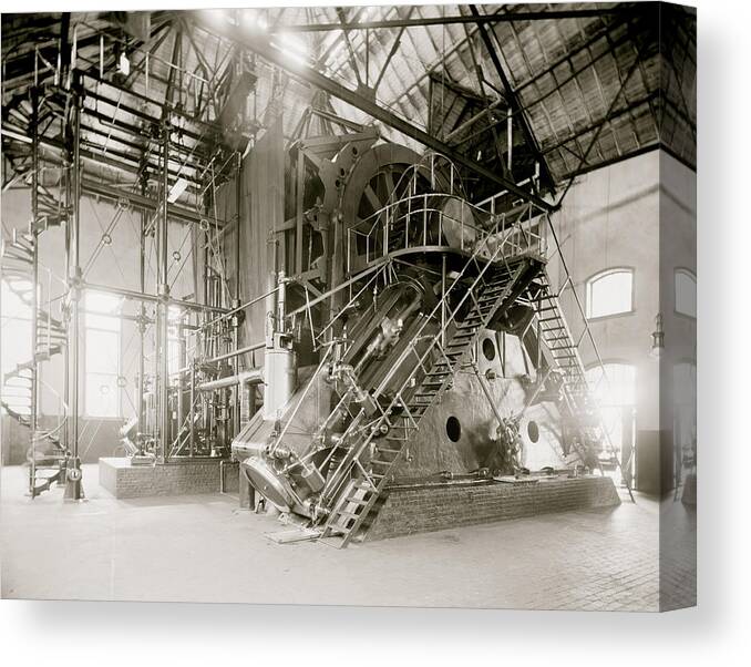 Equipment Canvas Print featuring the painting Hoisting engine, Tamarack No. 5, Calumet, Mich. by 