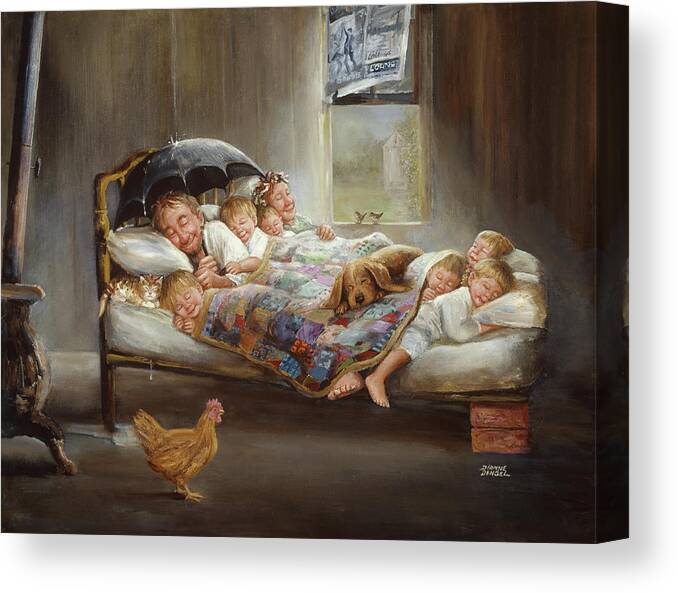 Hillbilly Family Canvas Print featuring the painting Home Sweet Home by Dianne Dengel