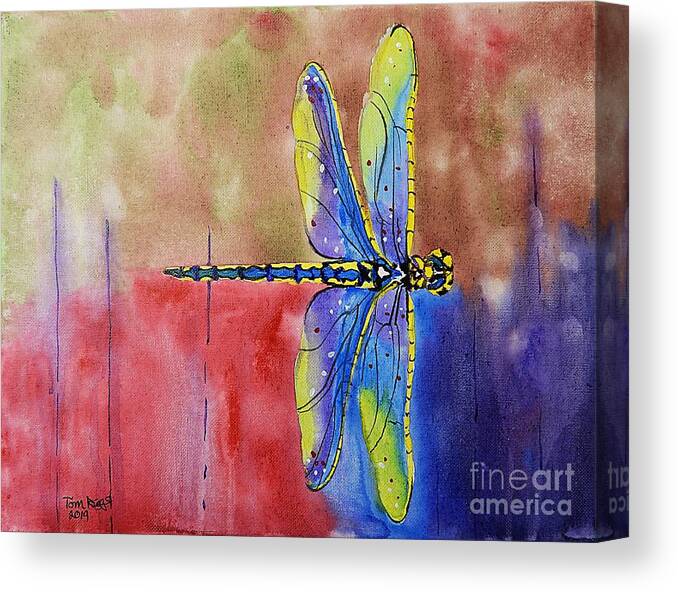 Dragonfly Canvas Print featuring the painting Horizontal Flight by Tom Riggs