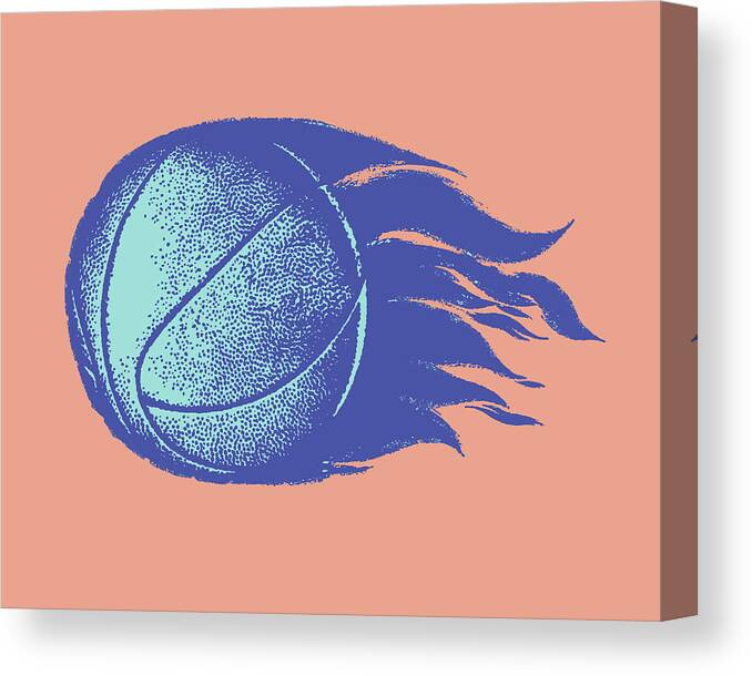 Ball Canvas Print featuring the drawing Illustration of flying basketball by CSA Images